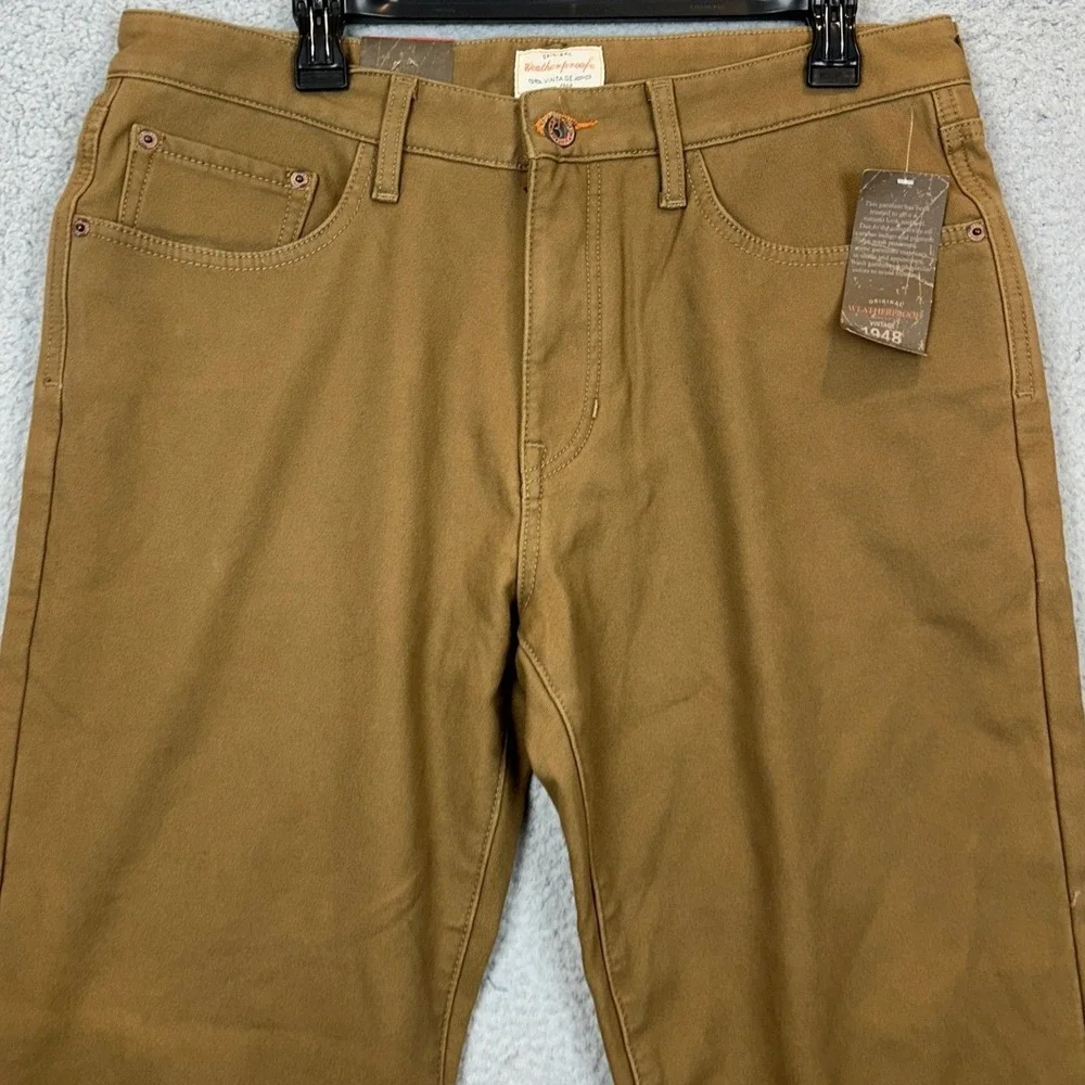 NEW Weatherproof Vintage Jeans Mens 34X32 Brown Fleece Lined Jeans Straight Leg